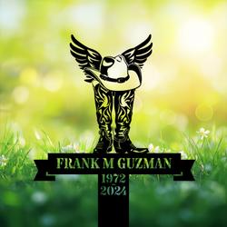 com personalized memorial garden stakes vintage cowboy grave marker loss of loved one sympathy gifts farmer cemetary decor 3