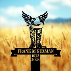 com personalized memorial garden stakes vintage cowboy grave marker loss of loved one sympathy gifts farmer cemetary decor 4