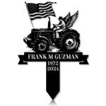 com personalized memorial garden stakes vintage farmer with wing on tractor with us flag grave marker loss of loved one sympathy gifts farmer cemetary decor 0