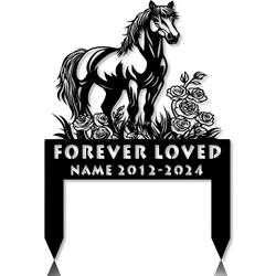 Personalized Memorial Garden StakesRose Flowers Grave Marker Loss of Pony Horse Sympathy Gifts Pony