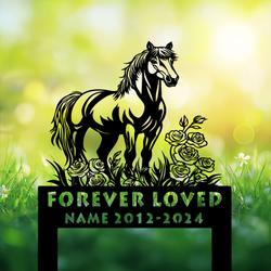 com personalized memorial garden stakesrose flowers grave marker loss of pony horse sympathy gifts pony horse cemetary decor 2