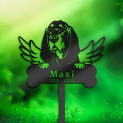coonhound dog grave marker garden stakes dog memorial gift cemetery decor custom metal signs 1