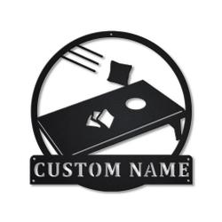 Cornhole Metal Wall Art Personalized Metal Name Signs Home Decor Sport Lovers Gifts