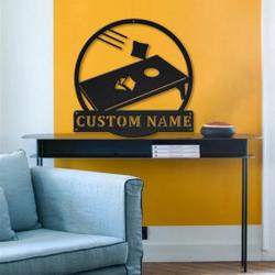 cornhole metal sign personalized metal name signs home decor sport lovers gifts 2