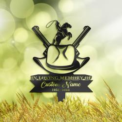 Cowboy Grave Marker Memorial Sign with Stake Sympathy Gifts for Loss