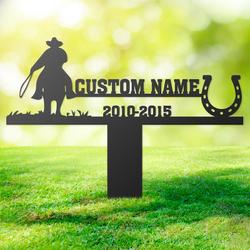 cowboy riding horse grave marker metal garden stakes cowboy memorial gifts sympathy gifts for loss of loved one 3