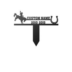Cowgirl Riding Horse Grave Marker Metal Garden Stakes Cowgirl Memorial Gifts Sympathy Gifts for Loss of Loved One