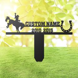 cowgirl riding horse grave marker metal garden stakes cowgirl memorial gifts sympathy gifts for loss of loved one 1