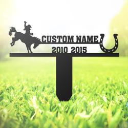 cowgirl riding horse grave marker metal garden stakes cowgirl memorial gifts sympathy gifts for loss of loved one 2
