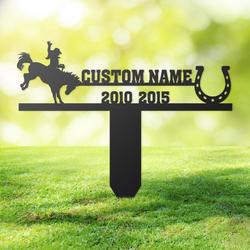 cowgirl riding horse grave marker metal garden stakes cowgirl memorial gifts sympathy gifts for loss of loved one 3