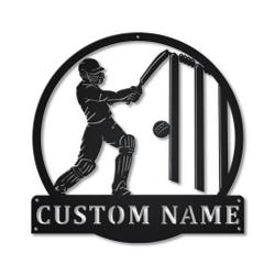 Cricket Sport Metal Wall Art Personalized Metal Name Signs Home Decor Sport Lovers Gifts