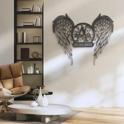 custom angel wings name date metal wall art personalized memorial plaques for outdoors home decor loving memory decoration 3