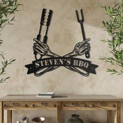 custom bbq metal wall art personalized metal name sign backyard bar and grill signs decor 3