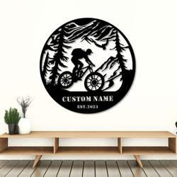 custom cycling metal sign mountain tree sign cyclists gifts bicycle sport decor 1