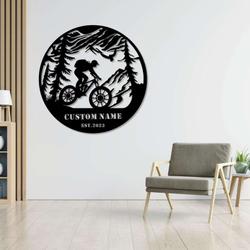 custom cycling metal sign mountain tree sign cyclists gifts bicycle sport decor 2