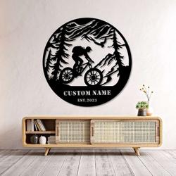 custom cycling metal sign mountain tree sign cyclists gifts bicycle sport decor 3
