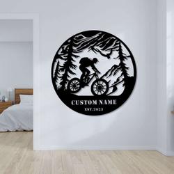 custom cycling metal sign mountain tree sign cyclists gifts bicycle sport decor 4