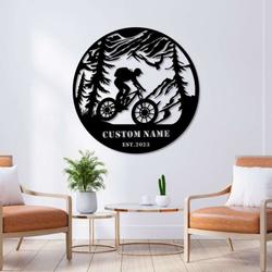 custom cycling metal sign mountain tree sign cyclists gifts bicycle sport decor 6