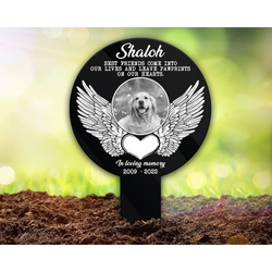 Custom Dog Cat Photo Angel Wings Pet Grave Marker Garden Stakes Pet Memorial Gift