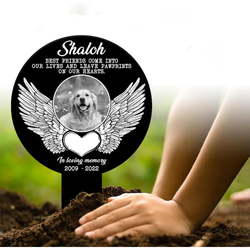 custom dog cat photo angel wings pet grave marker garden stakes pet memorial gift custom metal signs 1