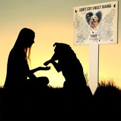 custom dog cat photo dont cry sweet mama pet grave marker garden stakes pet memorial gift custom metal signs 2