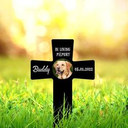 Custom Dog Cat Photo In Loving Memory Of Pet Grave Marker Garden Stakes Pet Memorial Gift
