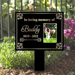 custom dog cat photo in loving memory pet grave marker garden stakes pet memorial gift custom metal signs 3