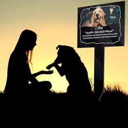 custom dog cat photo keepsake garden decor pet grave marker garden stakes pet memorial gift custom metal signs 1
