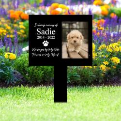 Custom Dog Cat Photo No Longer by My Side Pet Grave Marker Garden Stakes Pet Memorial Gift