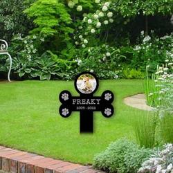 Custom Dog Cat Photo Pet Bone Shape Pet Grave Marker Garden Stakes Pet Memorial Gift