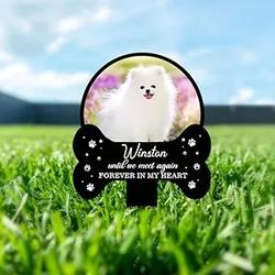 custom dog cat photo until we meet again pet grave marker garden stakes dog cat pet memorial gift custom metal signs 3