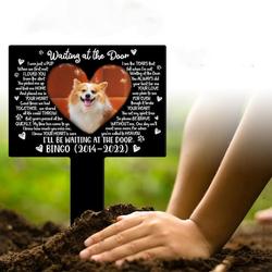 custom dog cat photo waiting at the door pet grave marker garden stakes pet memorial gift custom metal signs 2