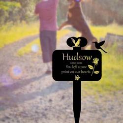custom dog memorial stake with hummingbird and flower memorial garden plaques 2