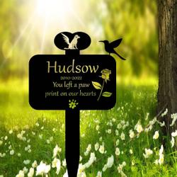 custom dog memorial stake with hummingbird and flower memorial garden plaques 3