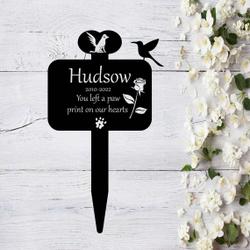 custom dog memorial stake with hummingbird and flower memorial garden plaques 4