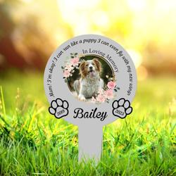 Custom Dog Photo Mom I’m Okay Dog Grave Marker Garden Stakes Dog Memorial Gift