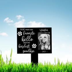 Custom Dog Photo My Hardest Goodbye Dog Grave Marker Garden Stakes Dog Memorial Gift