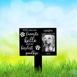 custom dog photo my hardest goodbye dog grave marker garden stakes dog memorial gift custom metal signs 1