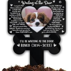 custom dog photo waiting at the door dog bone dog grave marker garden stakes dog memorial gift custom metal signs 2