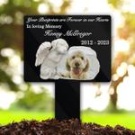 custom dog photo your pawprints are forever in our hearts dog grave marker garden stakes dog memorial gift custom metal signs 0
