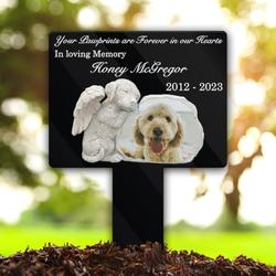 Custom Dog Photo Your Pawprints Are Forever In Our Hearts Dog Grave Marker Garden Stakes Dog Memorial Gift