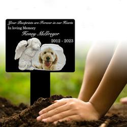 custom dog photo your pawprints are forever in our hearts dog grave marker garden stakes dog memorial gift custom metal signs 1