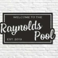 Custom Family Pool Sign Outdoor Pool Bar Signs Poolside Backyard Pool Family Name Sign Pool Decor