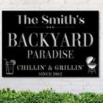 custom name backyard paradise established metal sign tiki bar sign bar and grill sign outdoor kitchen patio backyard decor housewarming gift 0