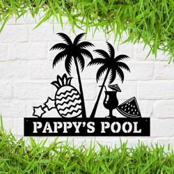 custom pool palm tree metal sign beach house sign swimming pool sign home patio backyard decor housewarming gifts 3