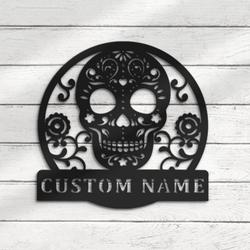 Custom Sugar Skull Metal Wall Art Dia De Los Muertos Halloween Decoration for Home