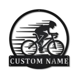 Cycling Sport Metal Wall Art Personalized Metal Name Signs Home Decor Sport Lovers Gifts