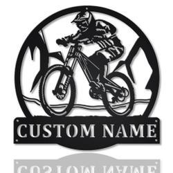 Downhill Mountain Biking Metal Wall Art Personalized Metal Name Signs Home Decor Sport Lovers Gifts