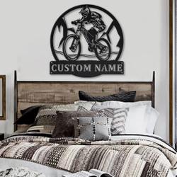 downhill mountain biking metal sign personalized metal name signs home decor sport lovers gifts 2