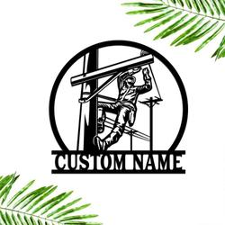 electrician metal wall art lineman retirement gift electric company sign custom metal sign 1